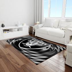 nfl las vegas raiders football team logo rectangle area rug light room lvr43