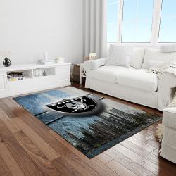 nfl las vegas raiders football team logo rectangle area rug light room lvr44