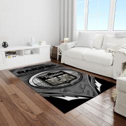 nfl las vegas raiders football team logo rectangle area rug light room lvr45