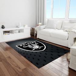 nfl las vegas raiders football team logo rectangle area rug light room lvr50