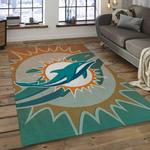 nfl miami dolphins football team logo rectangle area rug dark room mmd02