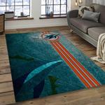nfl miami dolphins football team logo rectangle area rug dark room mmd04