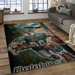 nfl miami dolphins football team logo rectangle area rug dark room mmd05