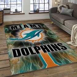NFL Miami Dolphins Rectangle Rug Personalized Non-Slip Carpet Gift For Football Fans MMD06