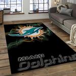 nfl miami dolphins football team logo rectangle area rug dark room mmd08