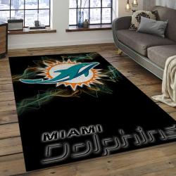NFL Miami Dolphins Rectangle Rug Personalized Non-Slip Carpet Gift For Football Fans MMD08