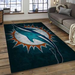 NFL Miami Dolphins Rectangle Rug Personalized Non-Slip Carpet Gift For Football Fans MMD09
