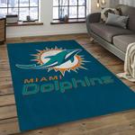 nfl miami dolphins football team logo rectangle area rug dark room mmd11