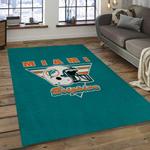 nfl miami dolphins football team logo rectangle area rug dark room mmd12
