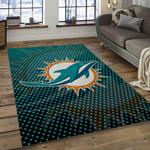 nfl miami dolphins football team logo rectangle area rug dark room mmd13