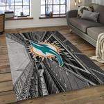nfl miami dolphins football team logo rectangle area rug dark room mmd15