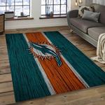 nfl miami dolphins football team logo rectangle area rug dark room mmd16