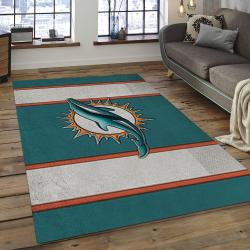 NFL Miami Dolphins Rectangle Rug Personalized Non-Slip Carpet Gift For Football Fans MMD22