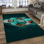 nfl miami dolphins football team logo rectangle area rug dark room mmd25