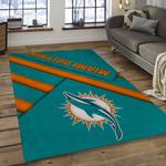 nfl miami dolphins football team logo rectangle area rug dark room mmd27