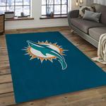 nfl miami dolphins football team logo rectangle area rug dark room mmd28