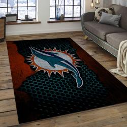 NFL Miami Dolphins Rectangle Rug Personalized Non-Slip Carpet Gift For Football Fans MMD32