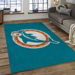 nfl miami dolphins football team logo rectangle area rug dark room mmd37