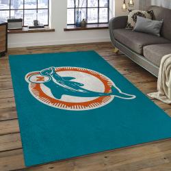 NFL Miami Dolphins Rectangle Rug Personalized Non-Slip Carpet Gift For Football Fans MMD37