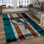 nfl miami dolphins football team logo rectangle area rug dark room mmd38