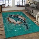 nfl miami dolphins football team logo rectangle area rug dark room mmd41