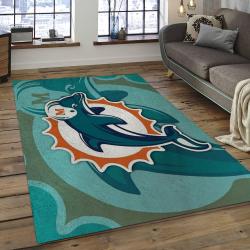 NFL Miami Dolphins Rectangle Rug Personalized Non-Slip Carpet Gift For Football Fans MMD42