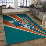nfl miami dolphins football team logo rectangle area rug dark room mmd46