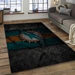 nfl miami dolphins football team logo rectangle area rug dark room mmd48