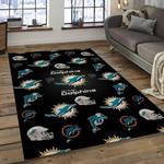 nfl miami dolphins football team logo rectangle area rug dark room mmd50