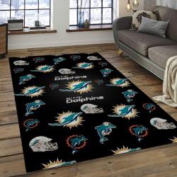 NFL Miami Dolphins Rectangle Rug Personalized Non-Slip Carpet Gift For Football Fans MMD50