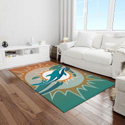 nfl miami dolphins football team logo rectangle area rug light room mmd02