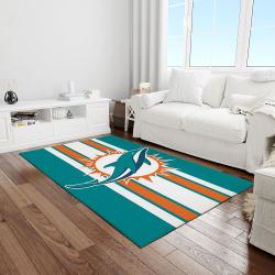 nfl miami dolphins football team logo rectangle area rug light room mmd03