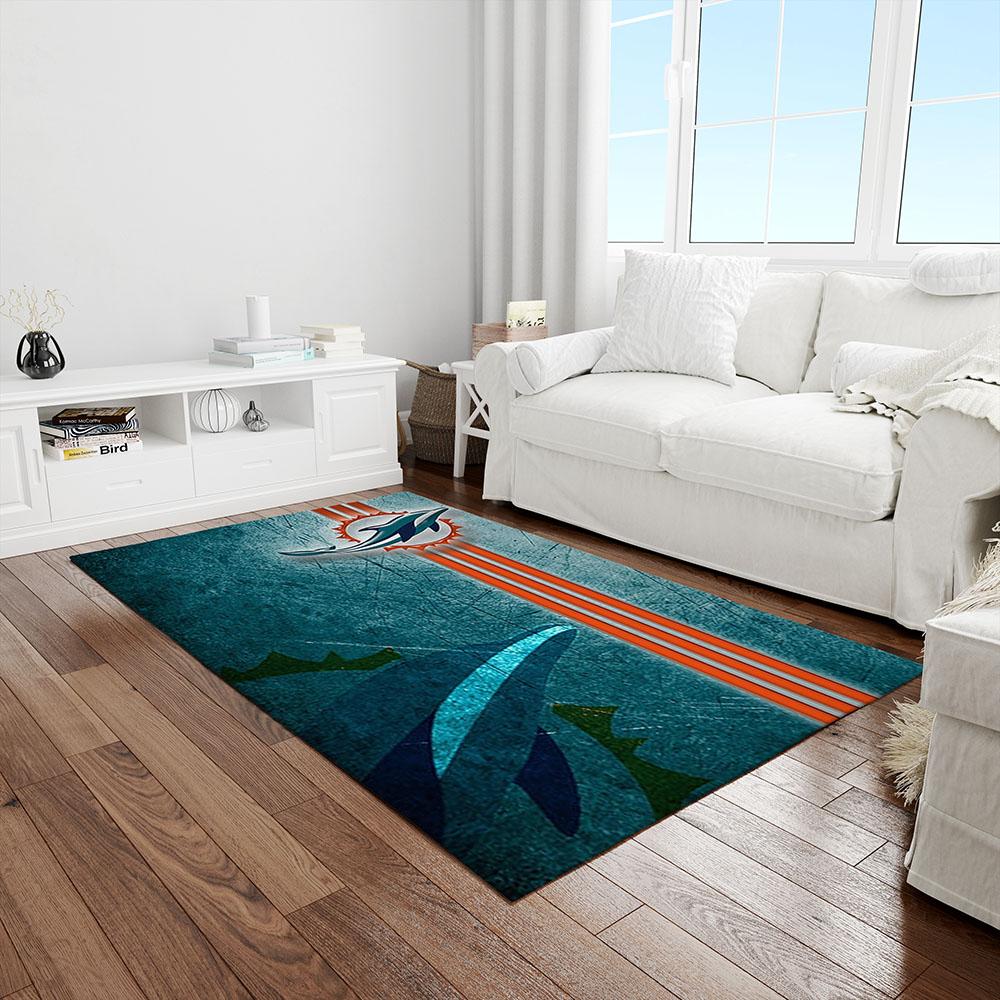 NFL Miami Dolphins Rectangle Rug Personalized Non-Slip Carpet Gift For Football Fans MMD04 1 nfl miami dolphins football team logo rectangle area rug light room mmd04