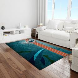 nfl miami dolphins football team logo rectangle area rug light room mmd04