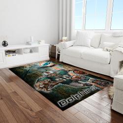 nfl miami dolphins football team logo rectangle area rug light room mmd05