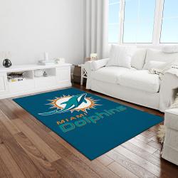 nfl miami dolphins football team logo rectangle area rug light room mmd11