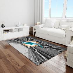nfl miami dolphins football team logo rectangle area rug light room mmd15