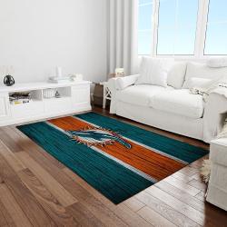 nfl miami dolphins football team logo rectangle area rug light room mmd16