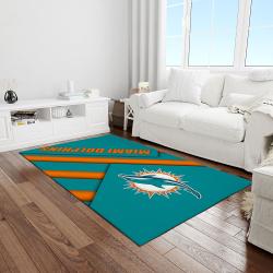 nfl miami dolphins football team logo rectangle area rug light room mmd27
