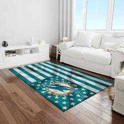 nfl miami dolphins football team logo rectangle area rug light room mmd35