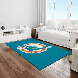 nfl miami dolphins football team logo rectangle area rug light room mmd37