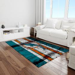 nfl miami dolphins football team logo rectangle area rug light room mmd38