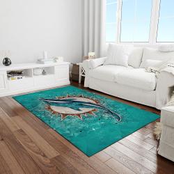 nfl miami dolphins football team logo rectangle area rug light room mmd41