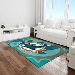 nfl miami dolphins football team logo rectangle area rug light room mmd42