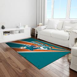 nfl miami dolphins football team logo rectangle area rug light room mmd46