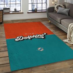 NFL Miami Dolphins Rectangle Rug Personalized Non-Slip Carpet Gift For Football Fans MMD21