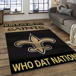 NFL New Orleans Saints Rectangle Rug Personalized Non-Slip Carpet Gift For Football Fans NOS01