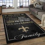 nfl new orleans saints football team logo rectangle area rug dark room nos42