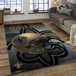 nfl new orleans saints football team logo rectangle area rug dark room nos44