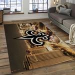 nfl new orleans saints football team logo rectangle area rug dark room nos58
